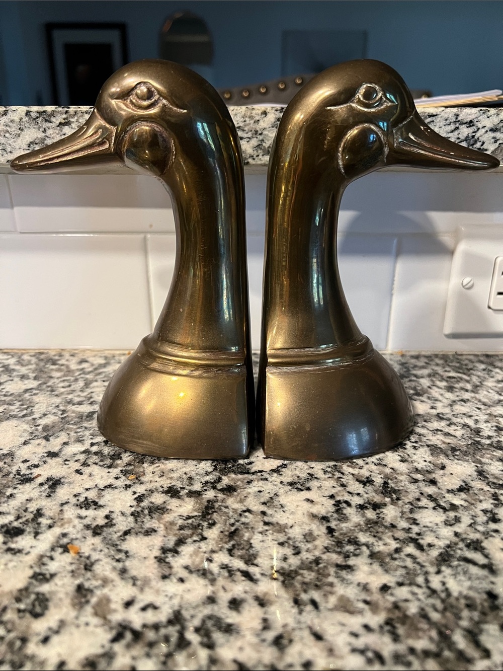 Brass Duck Head Bookends - Pair